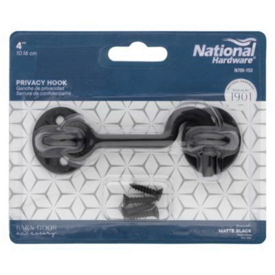 National Hardware N700-153 Privacy Hook, 4 in, Steel, Matte Black - 4