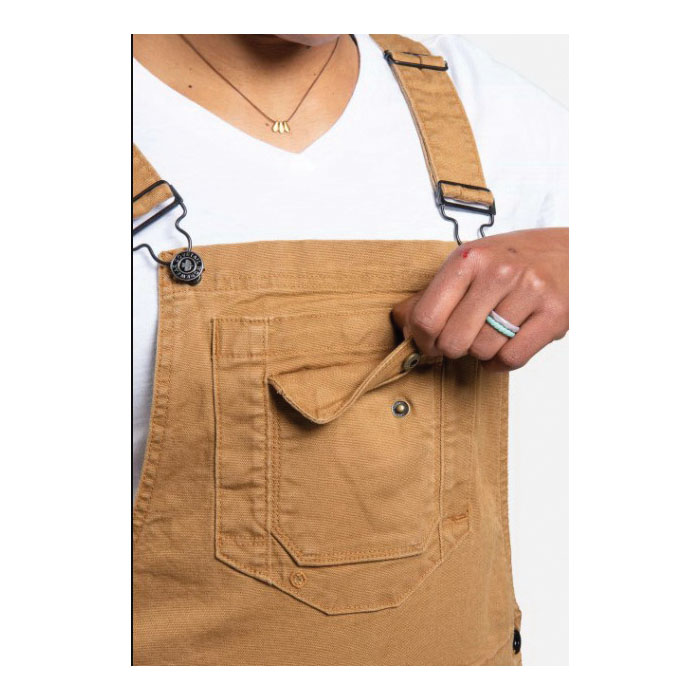 Dovetail Workwear DWS21O1C-220-10X32 Freshley Overalls, 10, 32 to 35 in, Cotton/Spandex, Saddle Brown Canvas - 5
