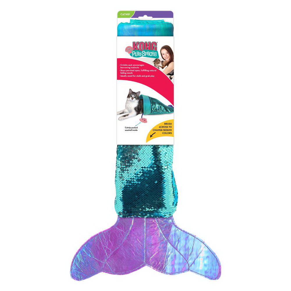 Kong 303 Play Spaces SeaQuins Toy, One-Size, Glittering Mermaid, Plush, Teal - 3