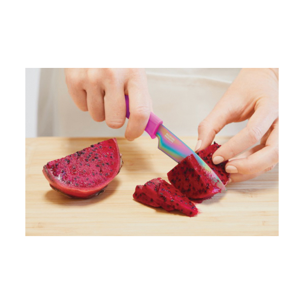 Kuhn Rikon Colori 23354 Paring Knife, 4 in L Blade, Stainless Steel Blade, Rainbow Handle, Non-Stick Blade - 3