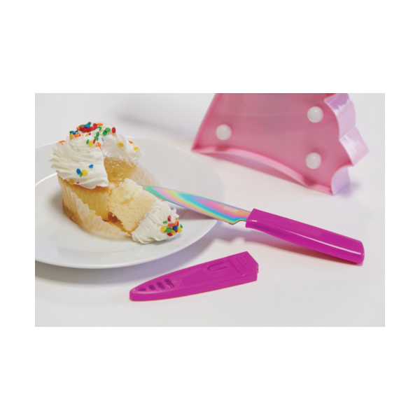 Kuhn Rikon Colori 23354 Paring Knife, 4 in L Blade, Stainless Steel Blade, Rainbow Handle, Non-Stick Blade - 4