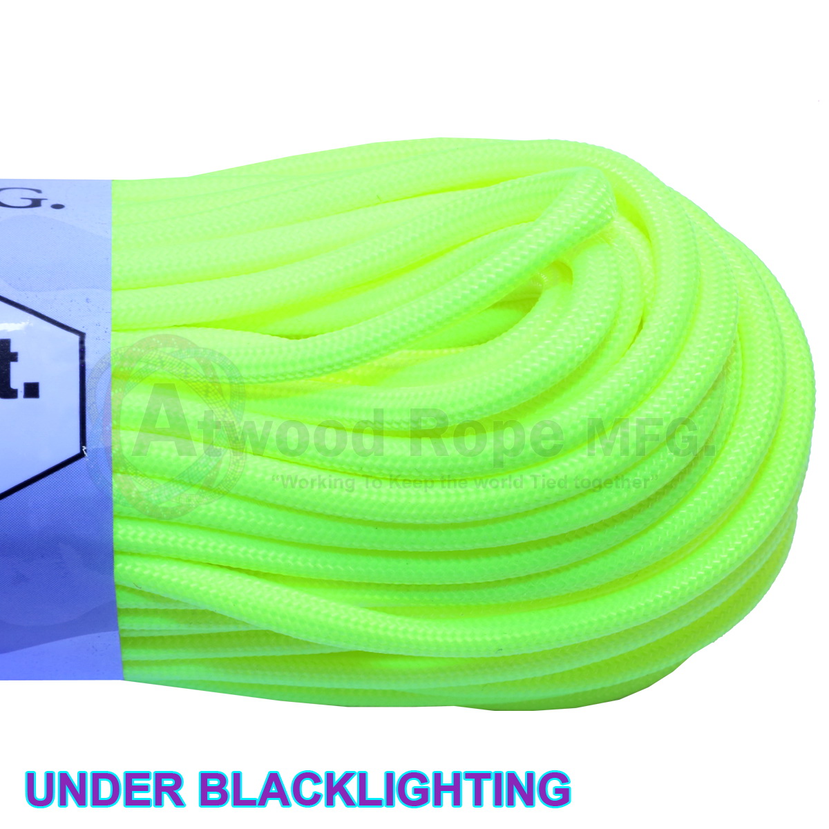 Atwood Rope Mfg SS19NEONYLW Paracord, 5/32 in Dia, 100 ft L, Neon Yellow - 4