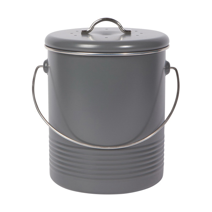 Now Designs by Danica 5123004 Compost Bin, 7.2 in OAW, 7.2 in OAD, 9.2 in OAH, Steel, Charcoal - 2
