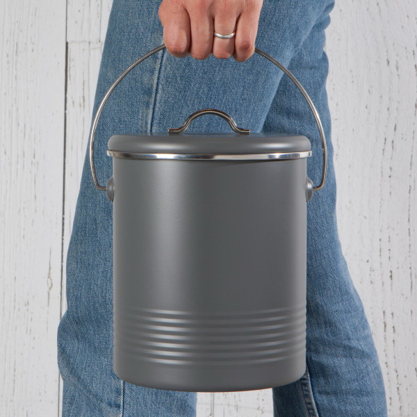 Now Designs by Danica 5123004 Compost Bin, 7.2 in OAW, 7.2 in OAD, 9.2 in OAH, Steel, Charcoal - 4
