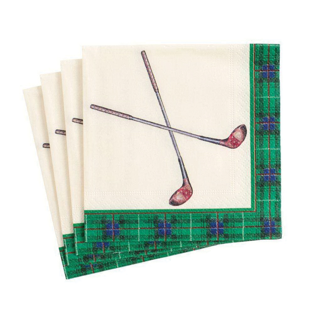Caspari Golfing Series 4580C Cocktail Napkin, 10 in L, 10 in W, 3-Ply, Paper - 2
