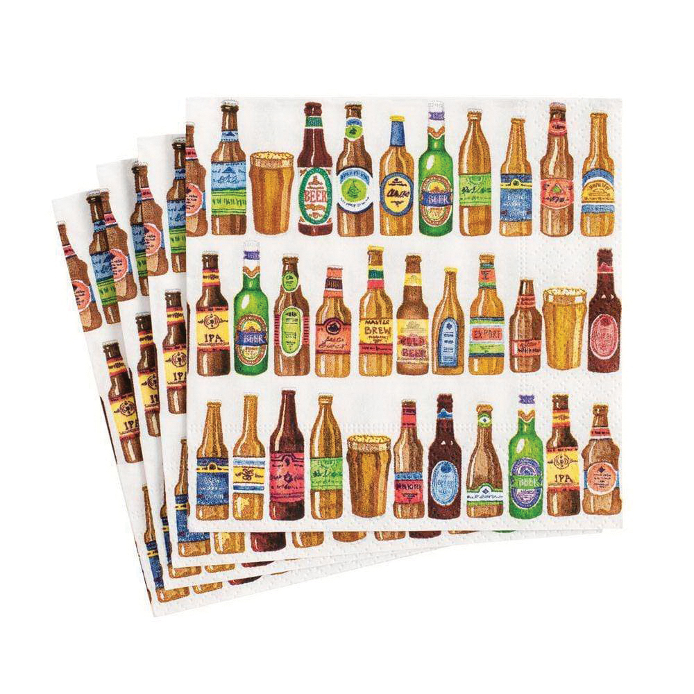 Caspari 99 Bottles Series 16340C Cocktail Napkin, 10 in L, 10 in W, 3-Ply, Paper - 2
