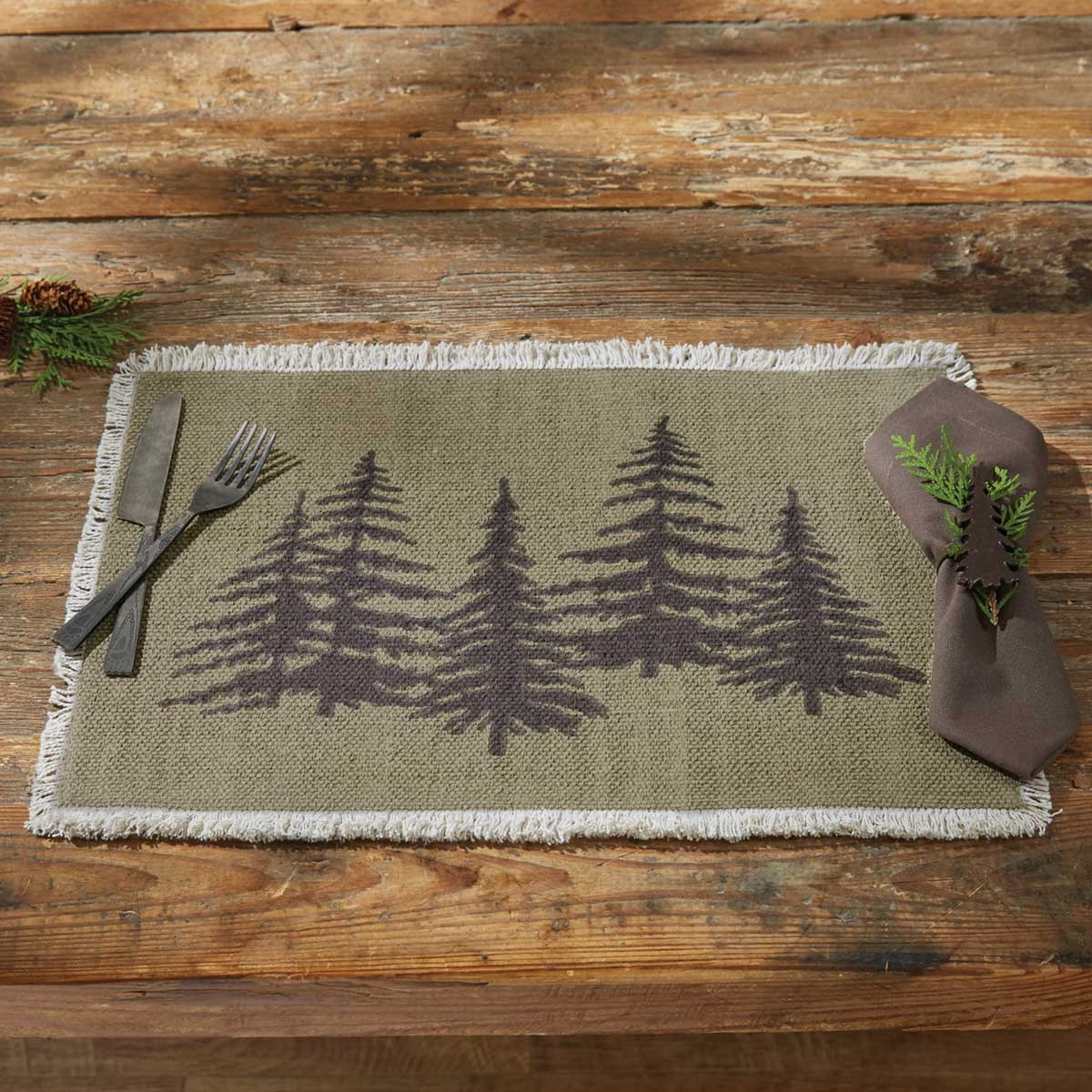 Park Designs 691-01 Placemat, 19 in L, 13 in W, Hemlock Design - 2