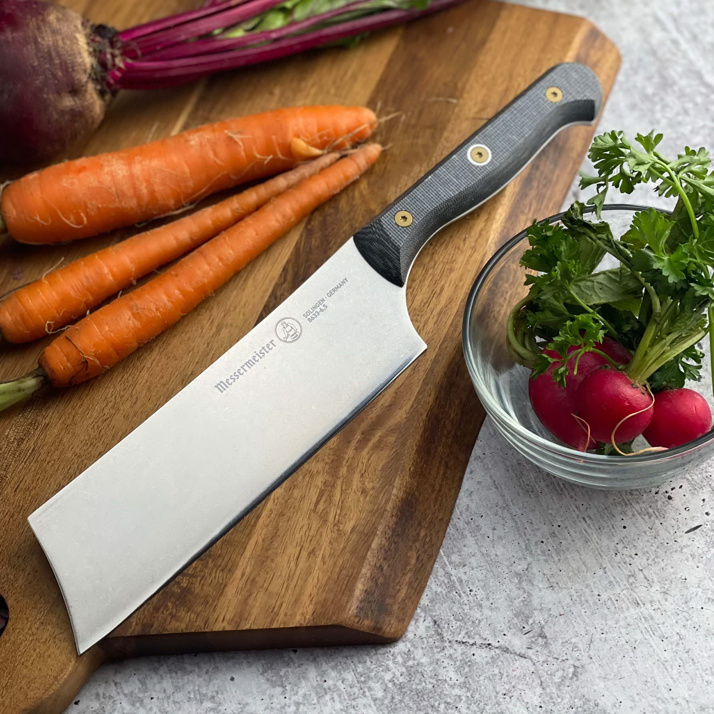 Messermeister Custom Series 8633-6.5 Nakiri Knife, Stainless Steel Blade, Canvas/Non-Phenolic Resin Handle - 3
