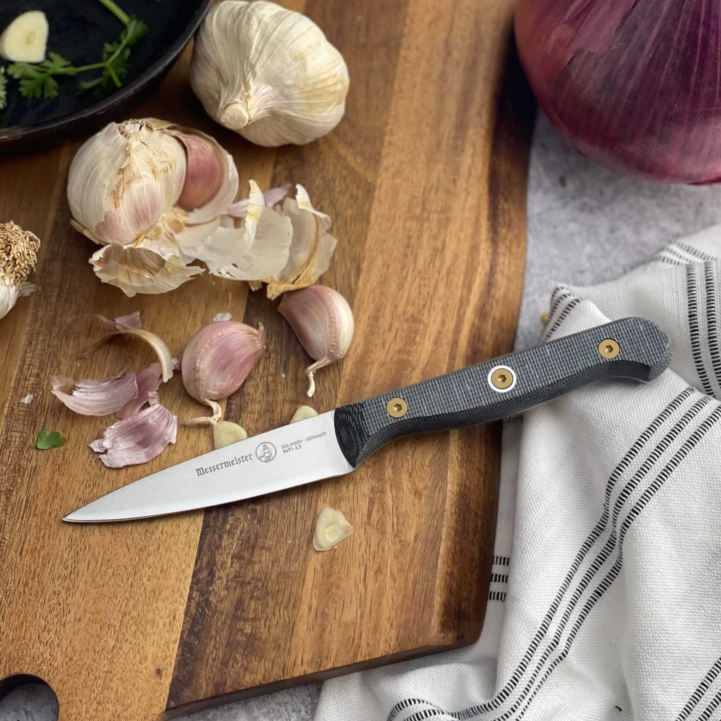 Messermeister Custom Series 8691-3.5 Paring Knife, Stainless Steel Blade, Canvas/Non-Phenolic Resin Handle - 3