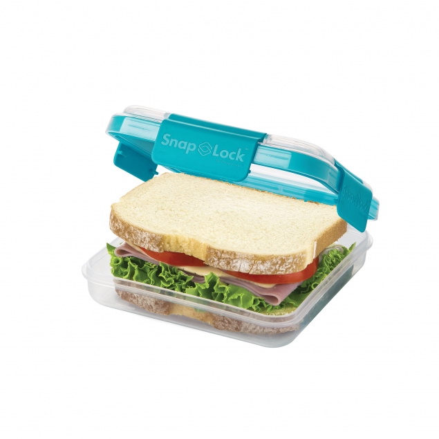 Snaplock SNL-1001CDP Sandwich Box, 473 mL Capacity, Polypropylene/Silicone, Assorted, 6-1/2 in L, 6-1/4 in W - 3