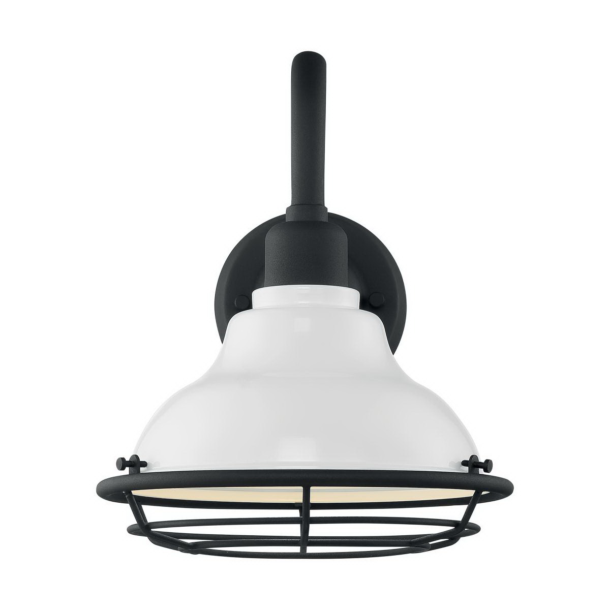 Satco Newbridge Series 60-7021 Sconce, 120 V, Incandescent Lamp, Steel Fixture, Gloss White/Textured Black Fixture - 2