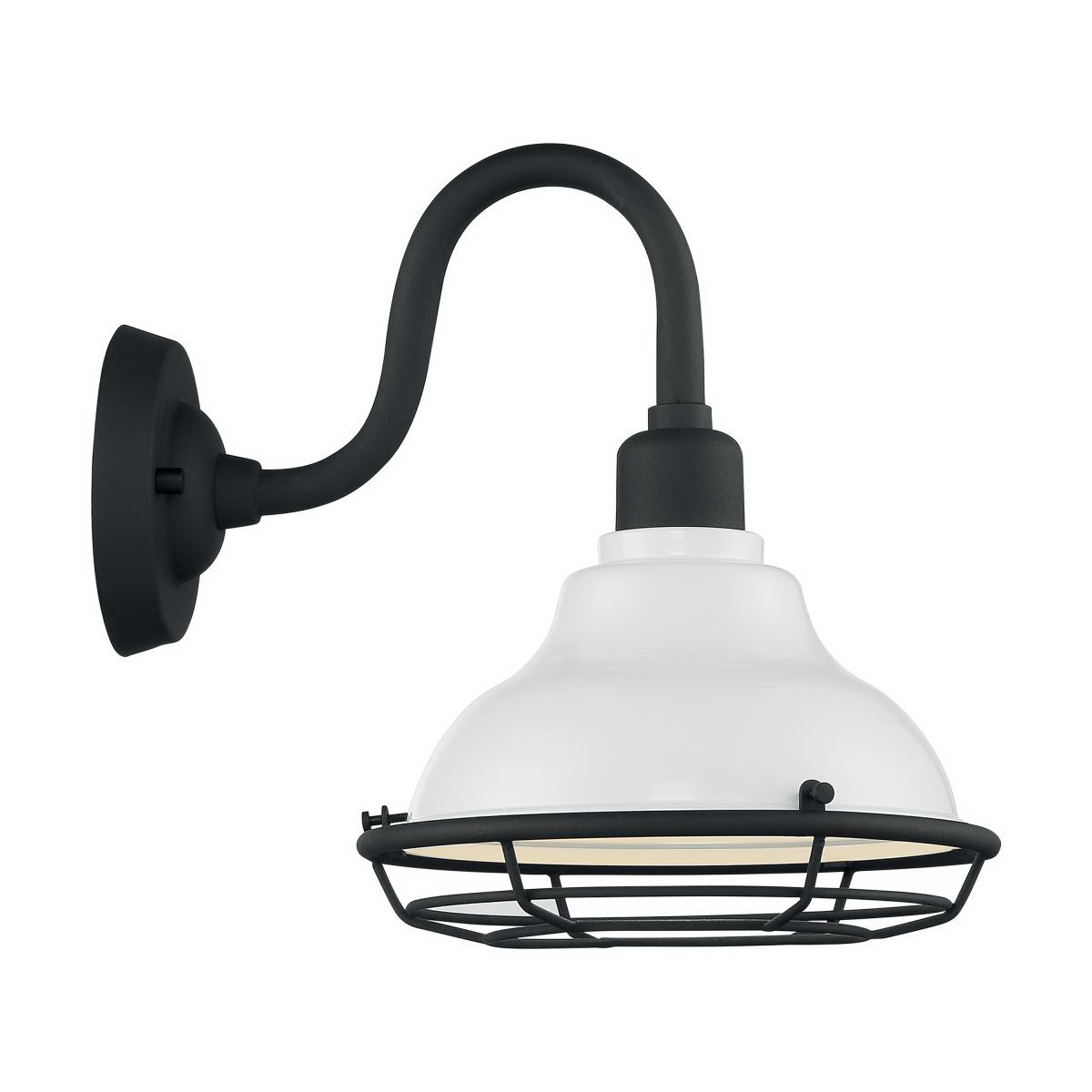 Satco Newbridge Series 60-7021 Sconce, 120 V, Incandescent Lamp, Steel Fixture, Gloss White/Textured Black Fixture - 3