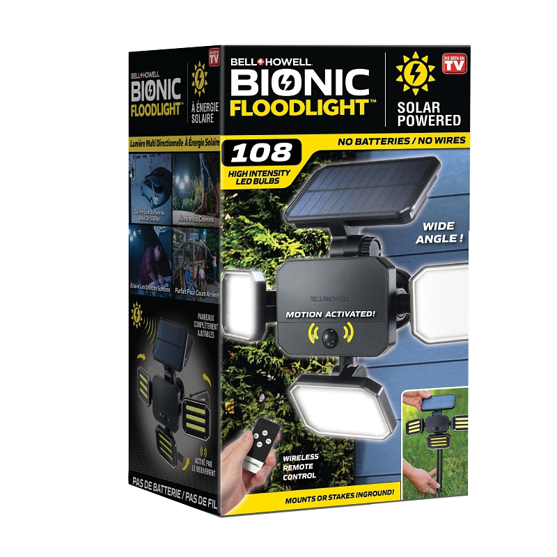 Bell+Howell 7897 Bionic Flood Light, 4.2 V, 10 W, 3-Lamp, LED Lamp, Bright White Light, 1109 Lumens, ABS Fixture - 1
