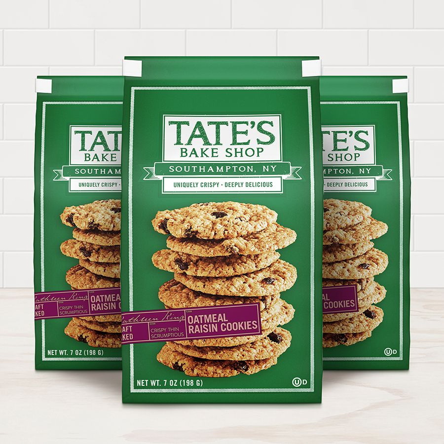 Tate's Bake Shop 1001026 Cookies, Oatmeal Raisin, 7 oz, Bag - 1