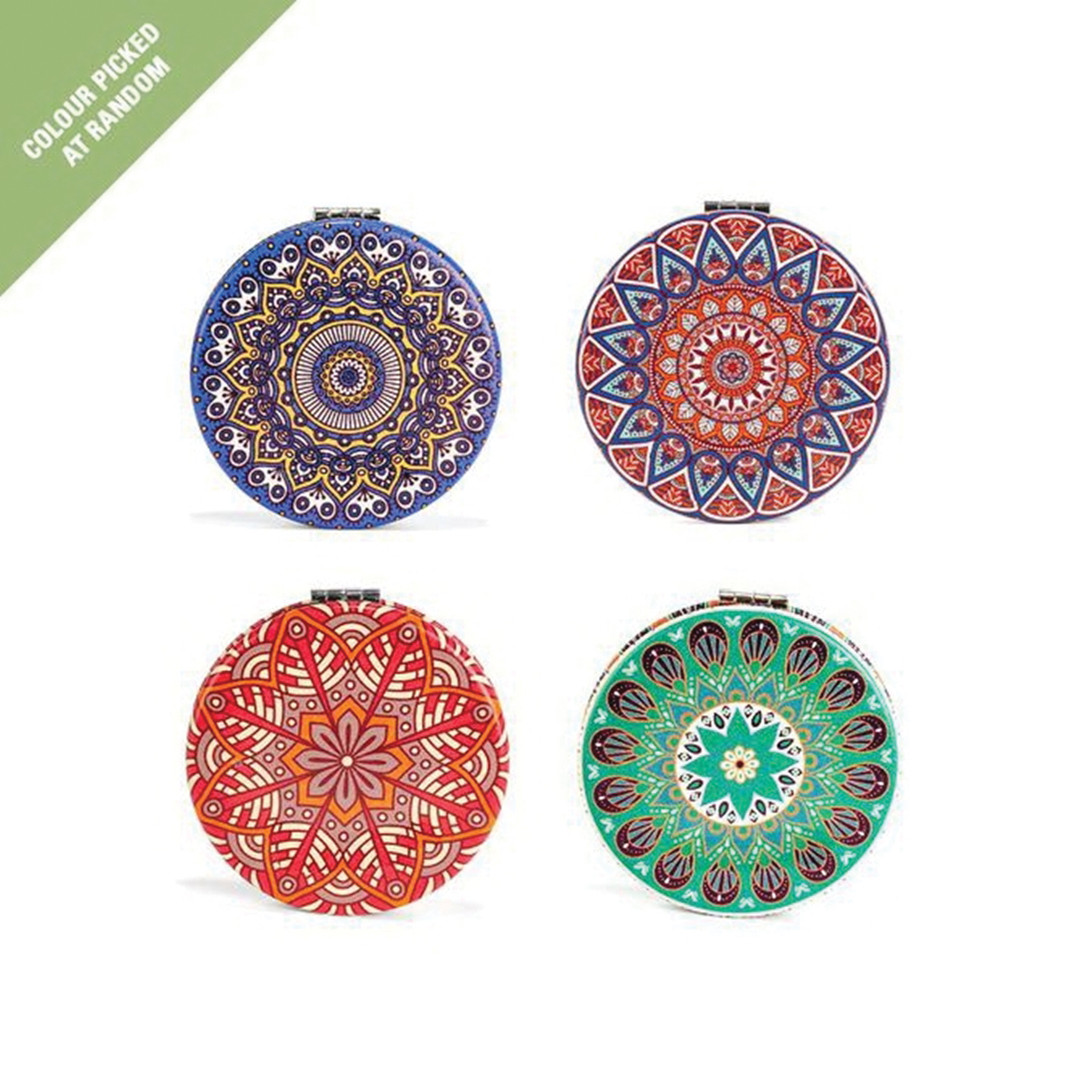 Kikkerland MR16-A Mandala Mirror, Flip-Open, Glass/Polyurethane Frame