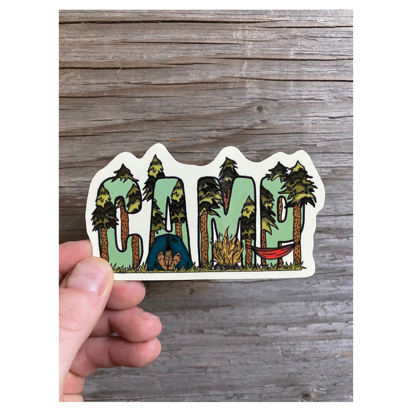 Sticker Art CAMP Sticker, 4-1/4 in L, 2.38 in W - 3