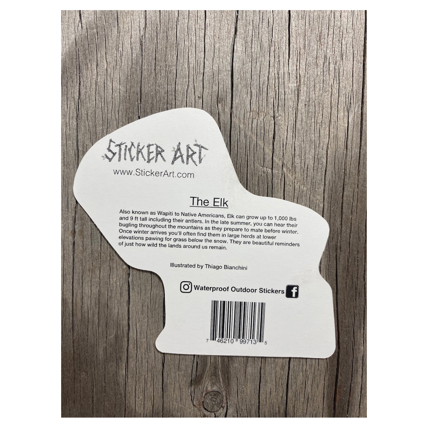 Sticker Art ElkandBear Sticker, 3-1/2 in L, 4 in W, Elk and Bear - 3
