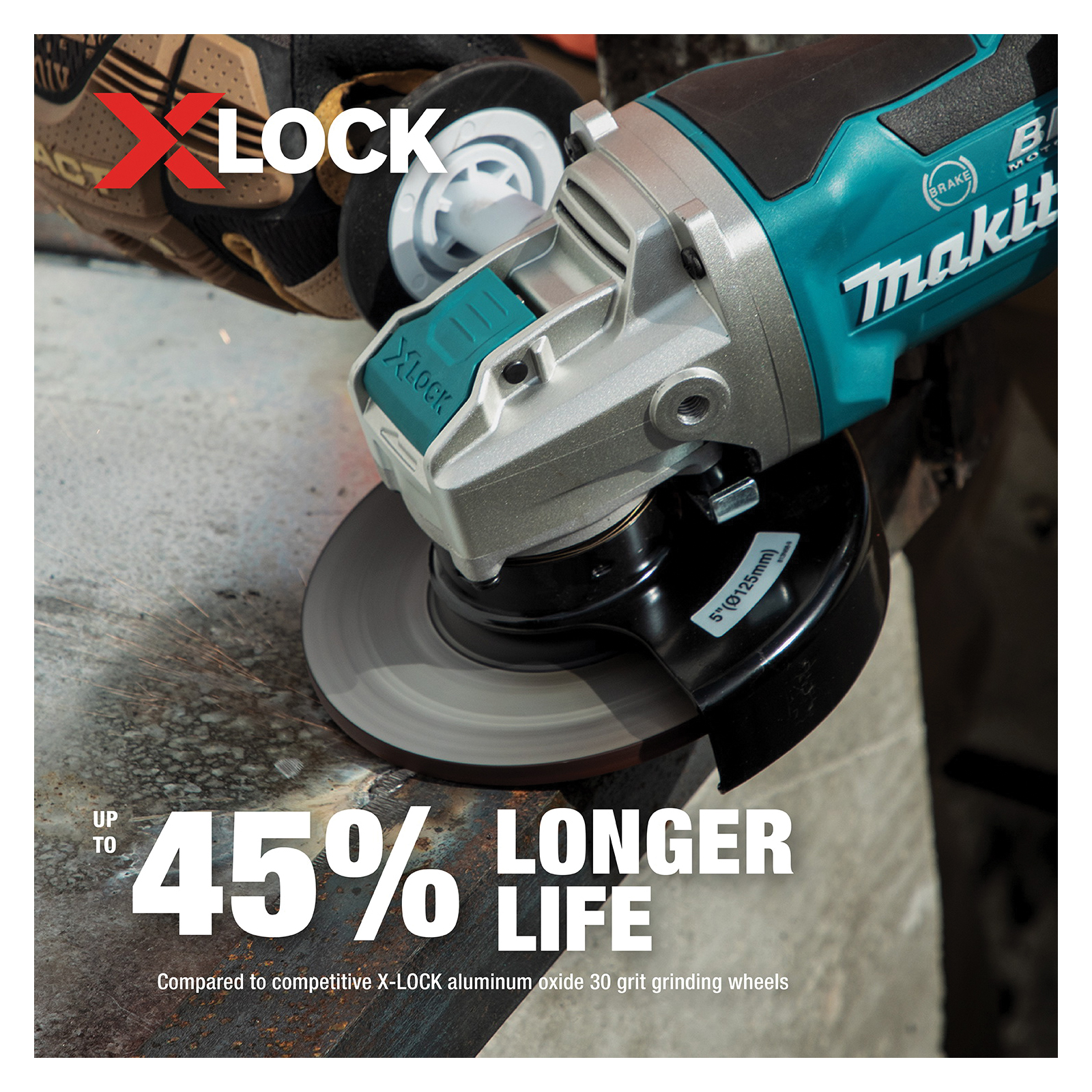 Makita X-LOCK E-00452 Grinding Wheel, 5 in Dia, 1/4 in Thick, 7/8 in Arbor, 36 Grit, Coarse, Aluminum Oxide Abrasive - 2