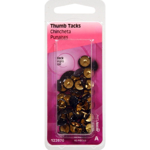 Hillman 122676 Thumb Tack, Steel, Black, Flat Head, Sharp Point - 2