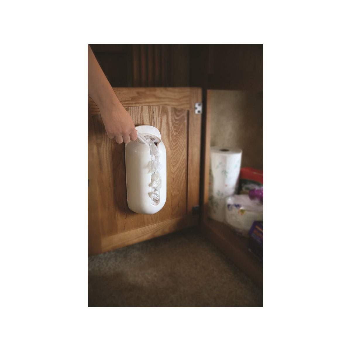 Camco USA Pop-A-Bag 57061 Bag Dispenser, Plastic, White, 12 in L, 5.1 in W, 3 in Dia - 2