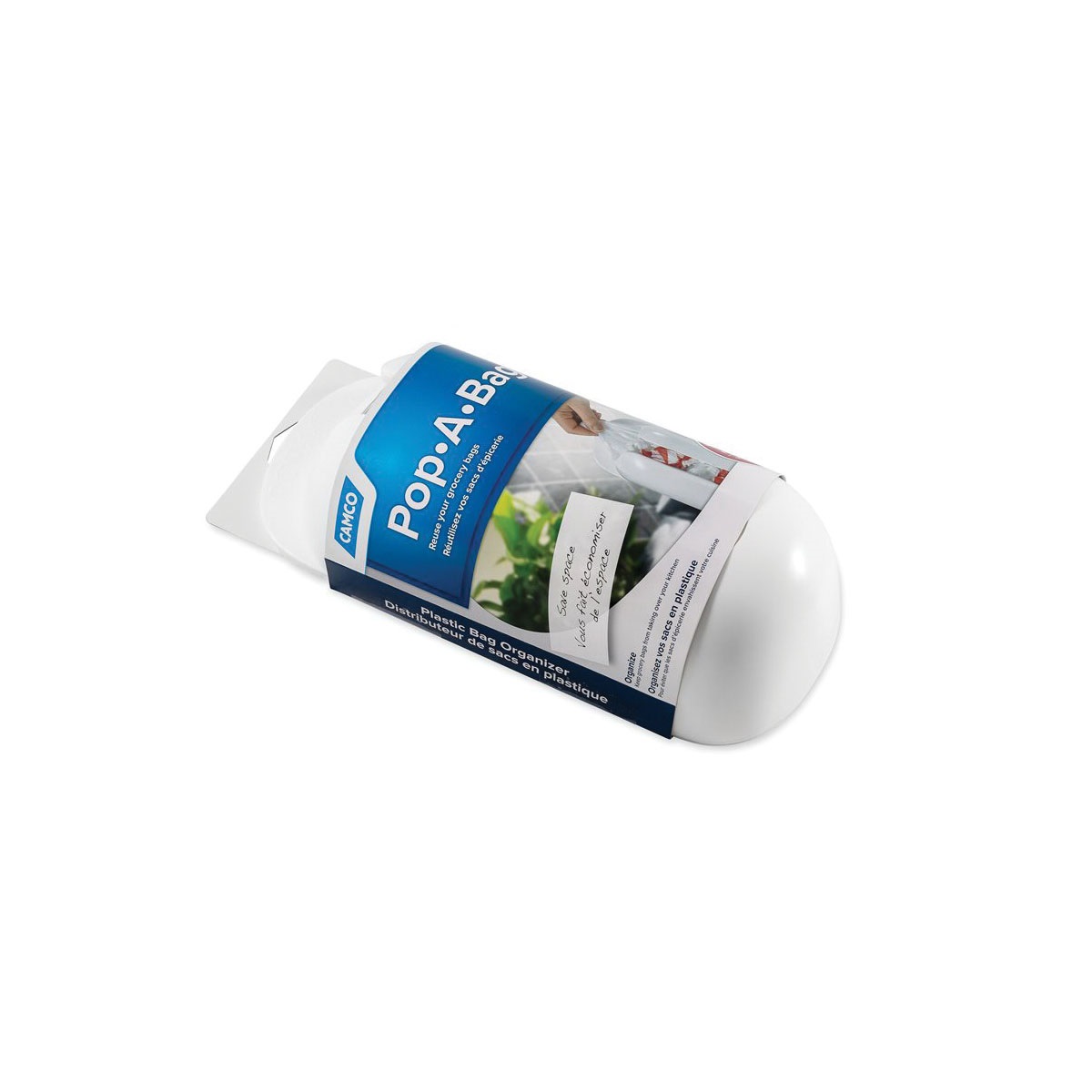 Camco USA Pop-A-Bag 57061 Bag Dispenser, Plastic, White, 12 in L, 5.1 in W, 3 in Dia - 4