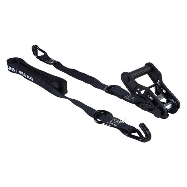 Keeper 85450 Tie-Down, Ratchet Adjustment, 1-1/4 in W, 16 ft L, Black, 1000 lb Working Load, J-Hook End, 2/PK - 3