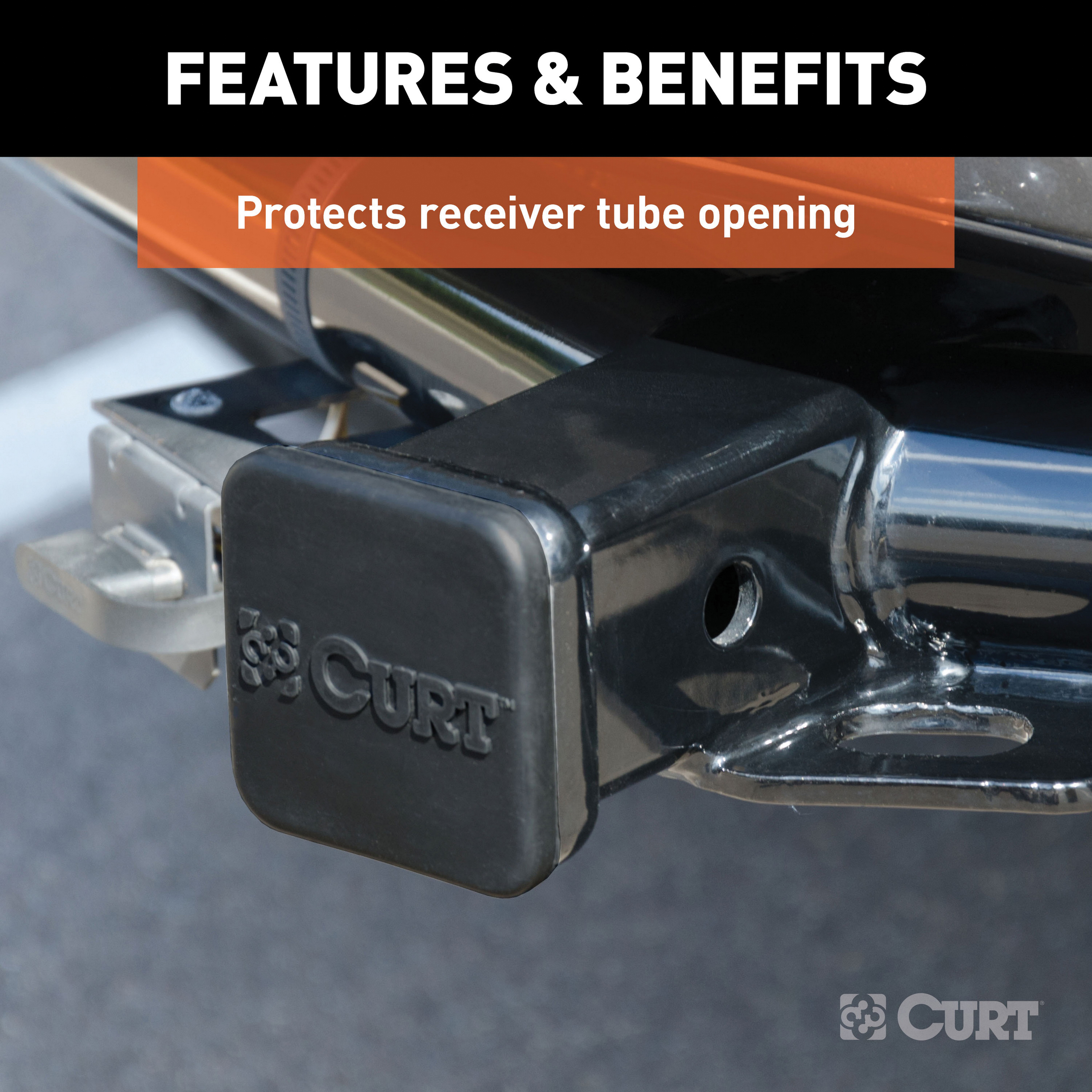 Curt 22276 Hitch Tube Cover, Specifications: 2 in Receiver Tube Size, Rubber, Black - 5