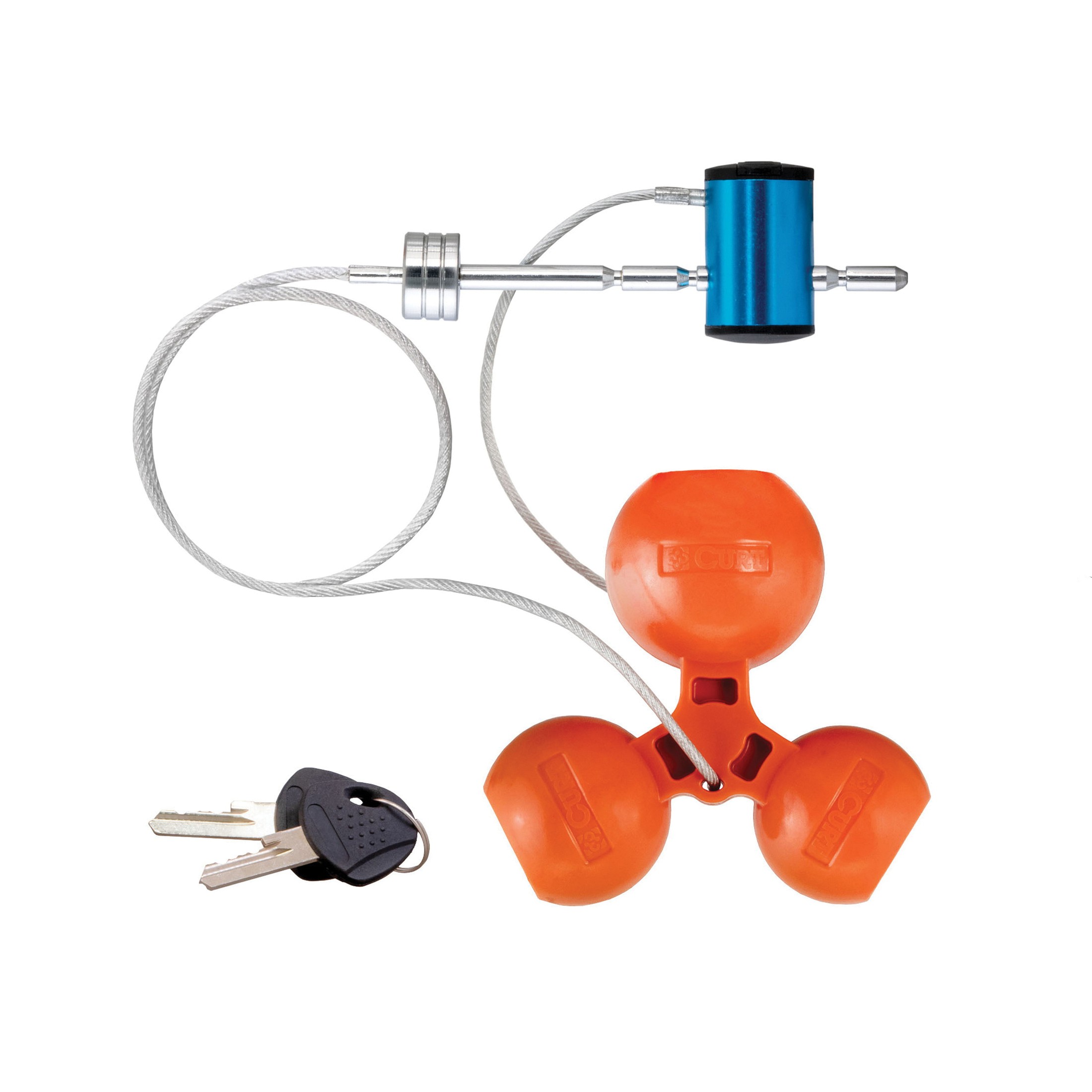 Curt 23082 Tri-Ball Trailer Coupler Lock, Universal Hitch, 1/4 in Dia Pin, 11 in OAL, Polymer - 3