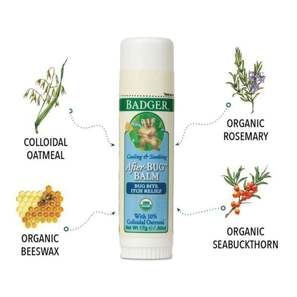 Badger After-Bug Series 29700 Bug Bite Relief Balm, 0.6 oz Stick - 4