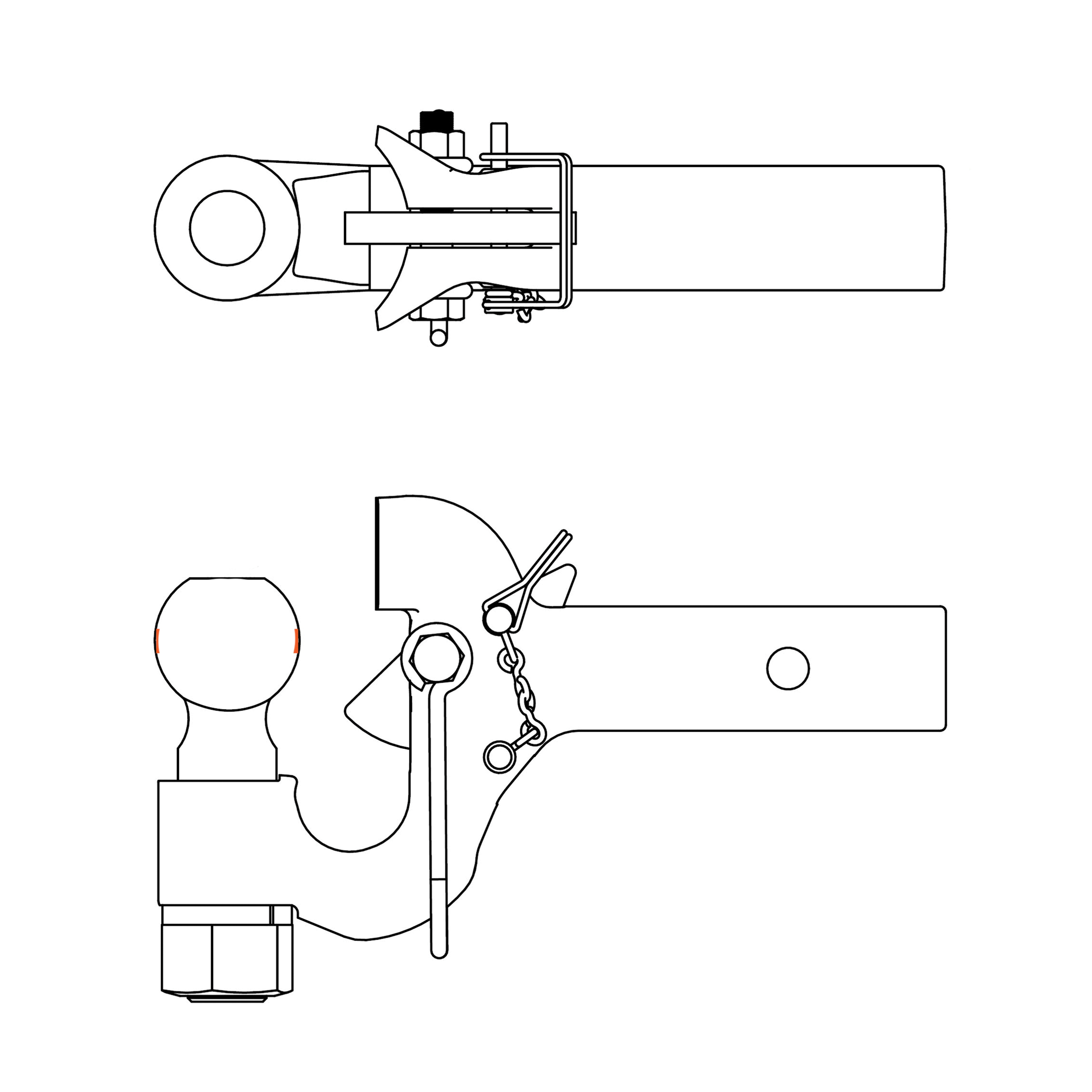 Curt 48406 SecureLatch Receiver Mount Ball and Pintle Hitch, 2-5/16 in Dia Hitch Ball, Carbon Steel - 2