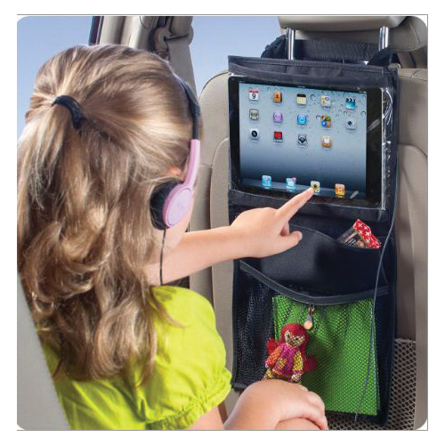 High Road HR Express HR-3515-05BLK Car Seat Back Tablet Organizer, 3 -Pocket, 500D Polyester, Black - 4