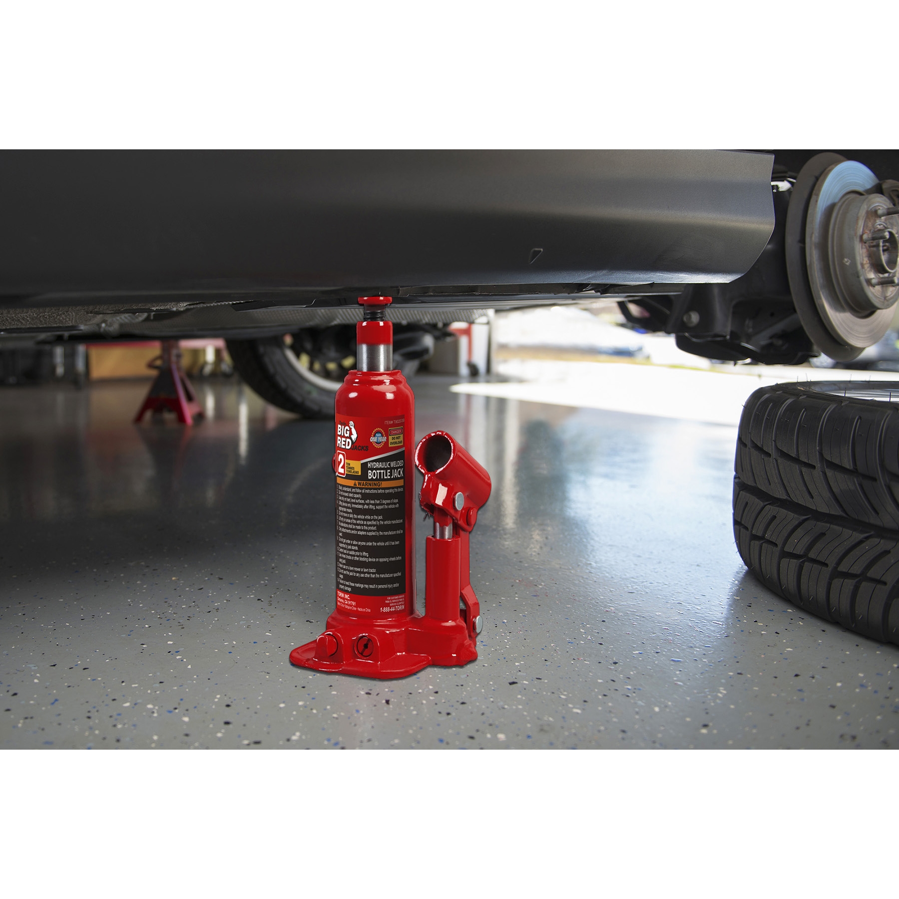 Torin Big Red T92003B Bottle Jack, 40,000 lb, 9-7/16 to 17-5/8 in Lift, Steel, Red - 1