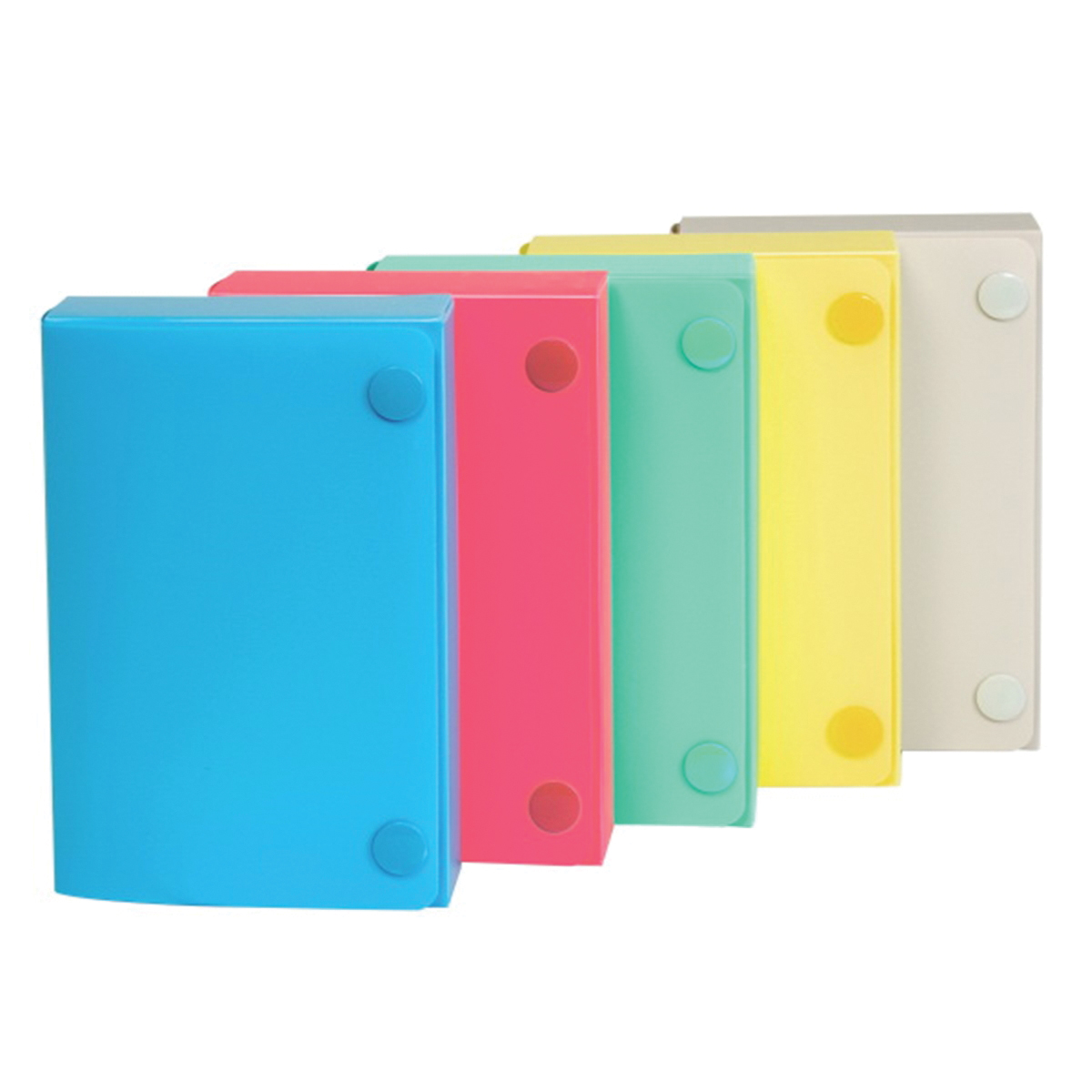 C-Line 58335 Index Card Case, Polypropylene, Sandy Gray/Seafoam Green/Seaside Blue/Sunny Yellow/Sunset Red - 2