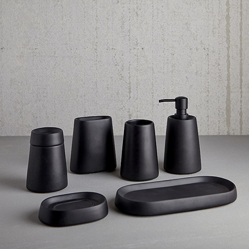 Moda Crater Series 105813-BLK Bathroom Tray, Ceramic, Black - 2