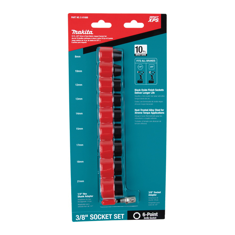 Makita Impact XPS Series E-01688 Impact Socket Set, Steel, Black Oxide - 2