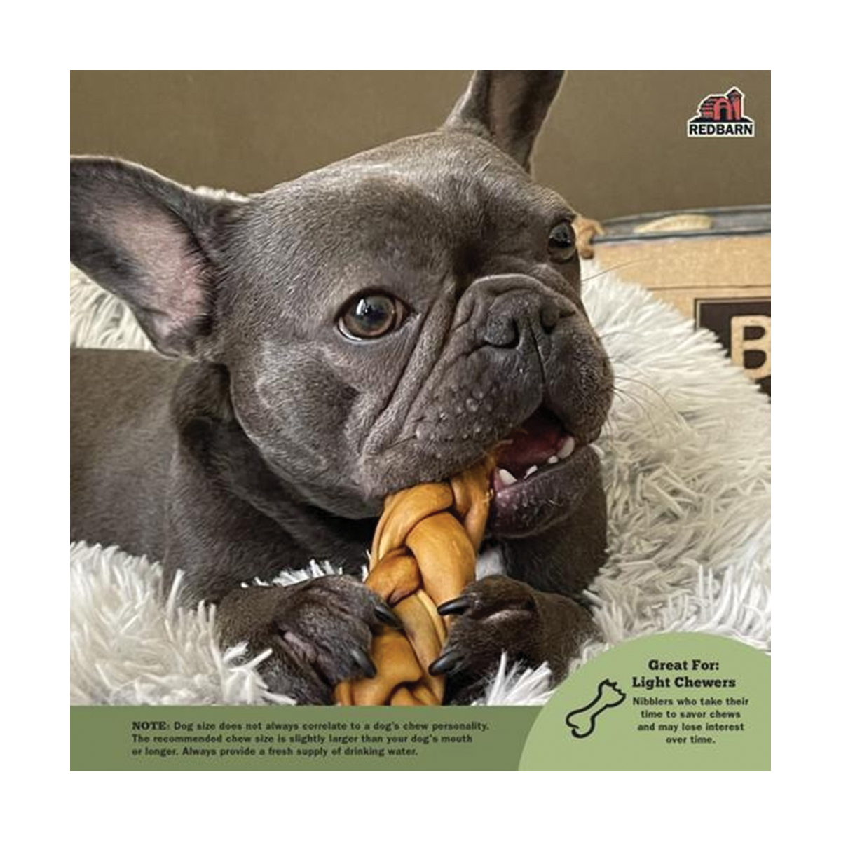Redbarn 262007 Puffed Braid Dog Treat Chew, L, Beef Flavor, 1.52 oz - 4