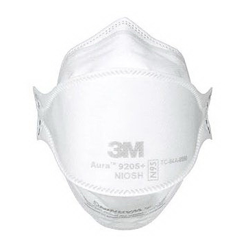 3M Aura Series 9205P-3-DC 3-Panel Particulate Respirator, One-Size Mask, N95 Filter Class, 95 % Filter Efficiency, White - 2