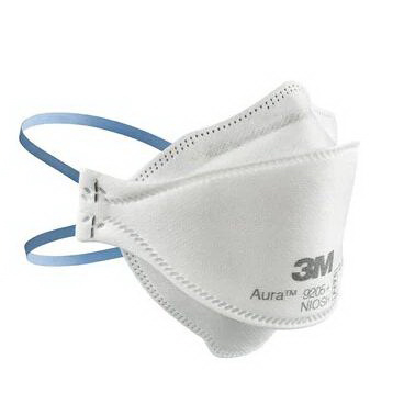 3M Aura Series 9205P-3-DC 3-Panel Particulate Respirator, One-Size Mask, N95 Filter Class, 95 % Filter Efficiency, White - 3