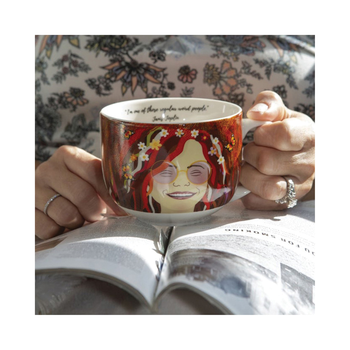 Kikkerland CU326 Wide Mouth Mug, Janis Joplin, Porcelain - 3