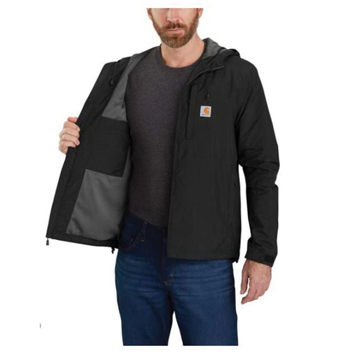 Carhartt 104671-STL-M Jacket, M, Nylon, Steel, Hooded Collar, Zipper Closure - 3