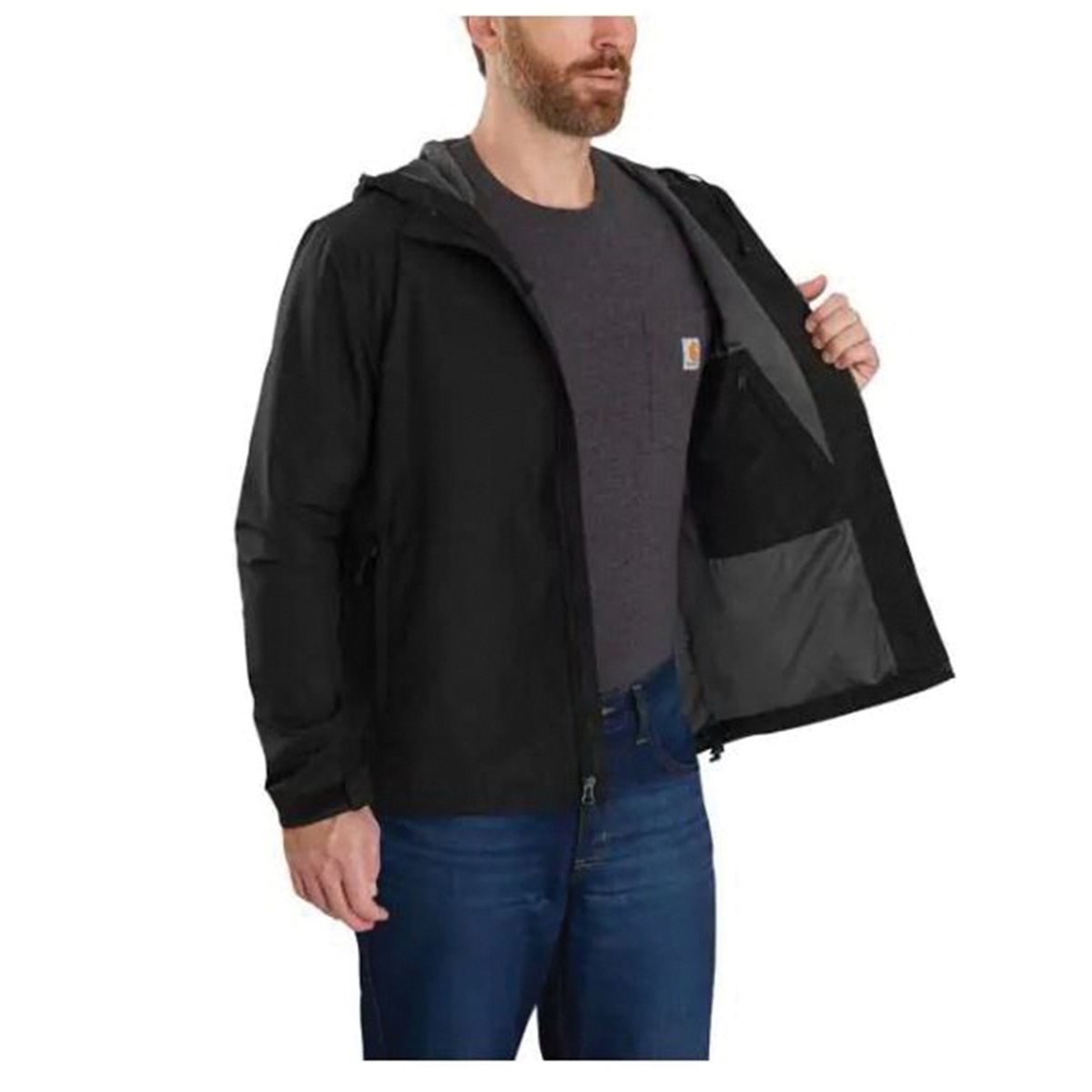 Carhartt 104671-STL-M Jacket, M, Nylon, Steel, Hooded Collar, Zipper Closure - 4