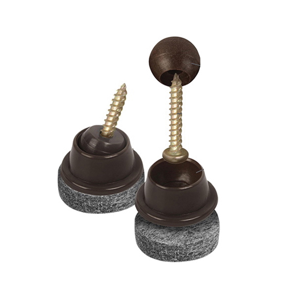 Slipstick GorillaFelt CB259 Swivel Protective Feet, Felt/Plastic, Brown/Gray, 1 in Dia, Round - 4
