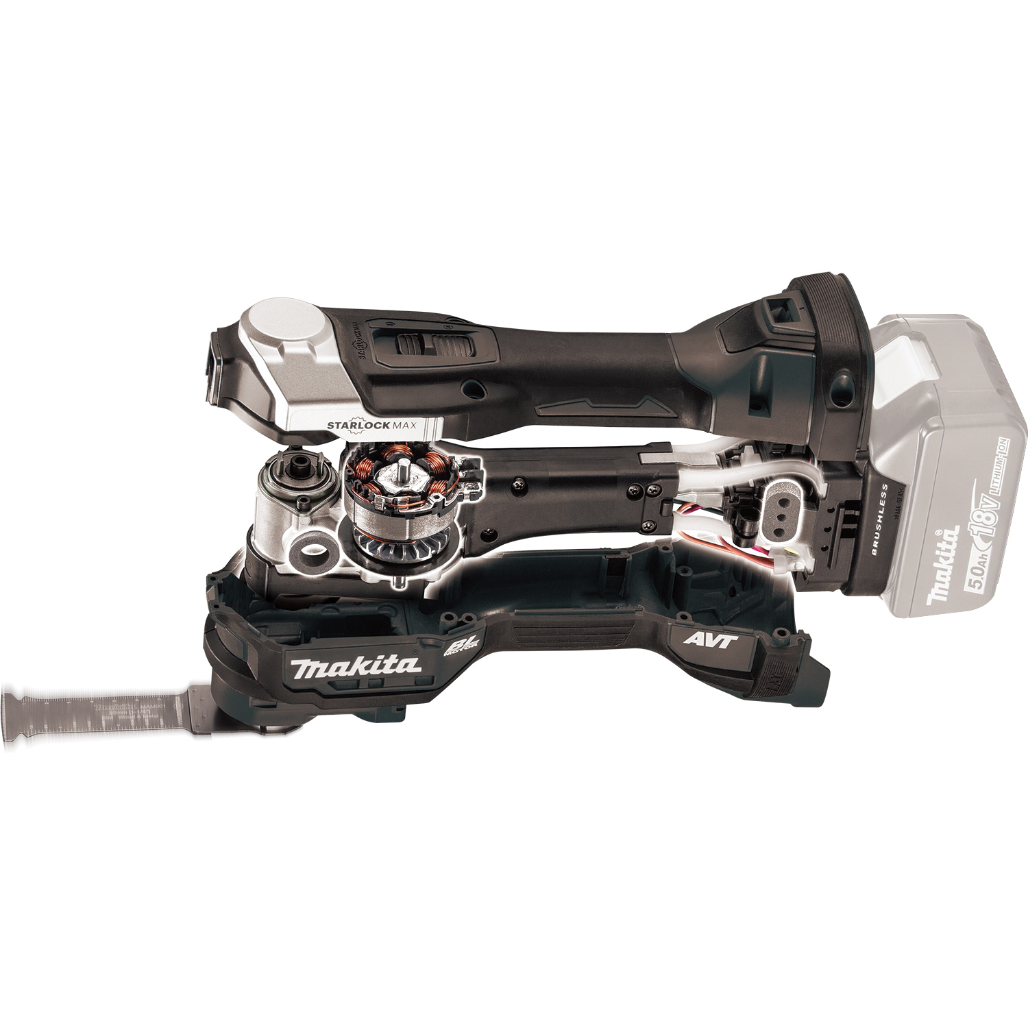 Makita XMT04ZB Cordless Multi-Tool, Tool Only, 18 V, 10,000 to 20,000 opm, 3.6 deg Oscillating - 2