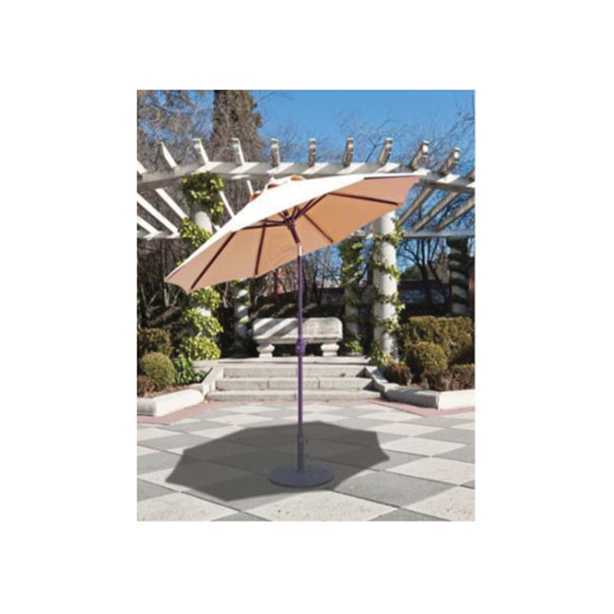 Galtech 727AB68 Auto-Tilt Umbrella, Teak Fabric, 39 in H Pole, 96 in H, 7-1/2 ft W Canopy, 75 in L Canopy, Resin Fabric - 2
