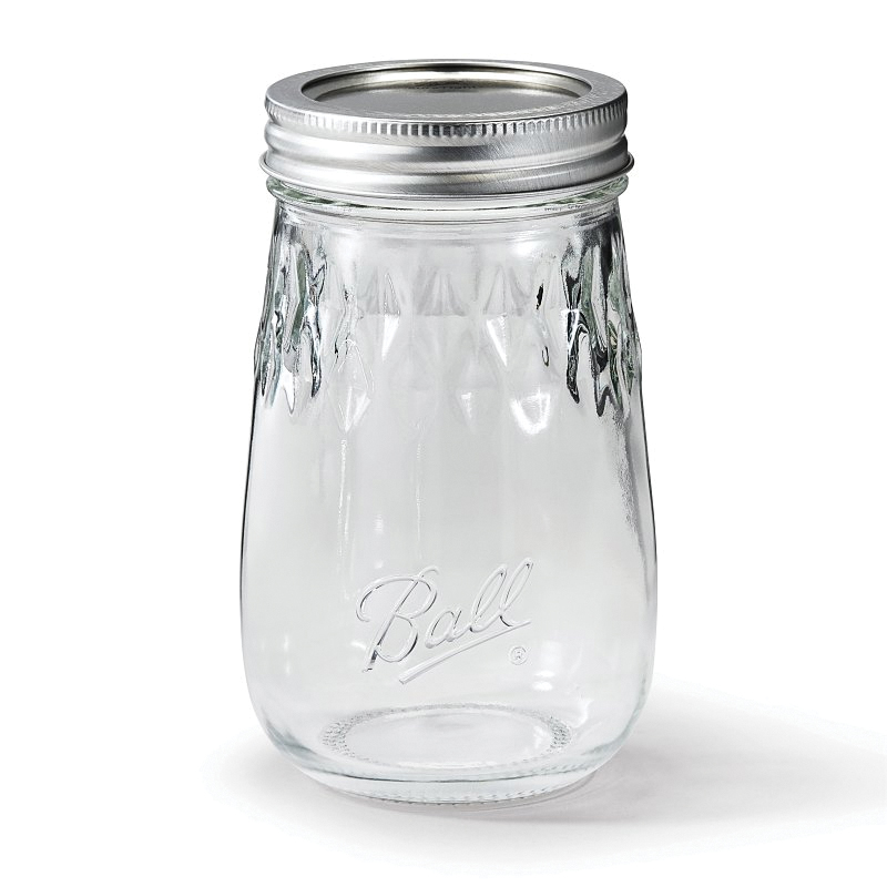Ball 1440061199 Flute Canning Jar, 16 oz Capacity, Metal - 1