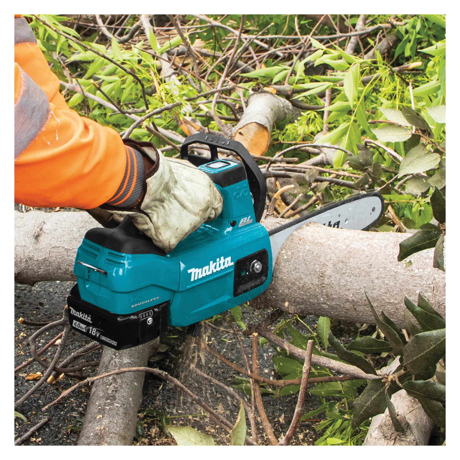 Makita XCU06SM1 Cordless Chainsaw Kit, Tool Only, 4 Ah, 18 V, Lithium-Ion, 10 in L Bar, 3/8 in Pitch, Narrow Kerf Chain - 3