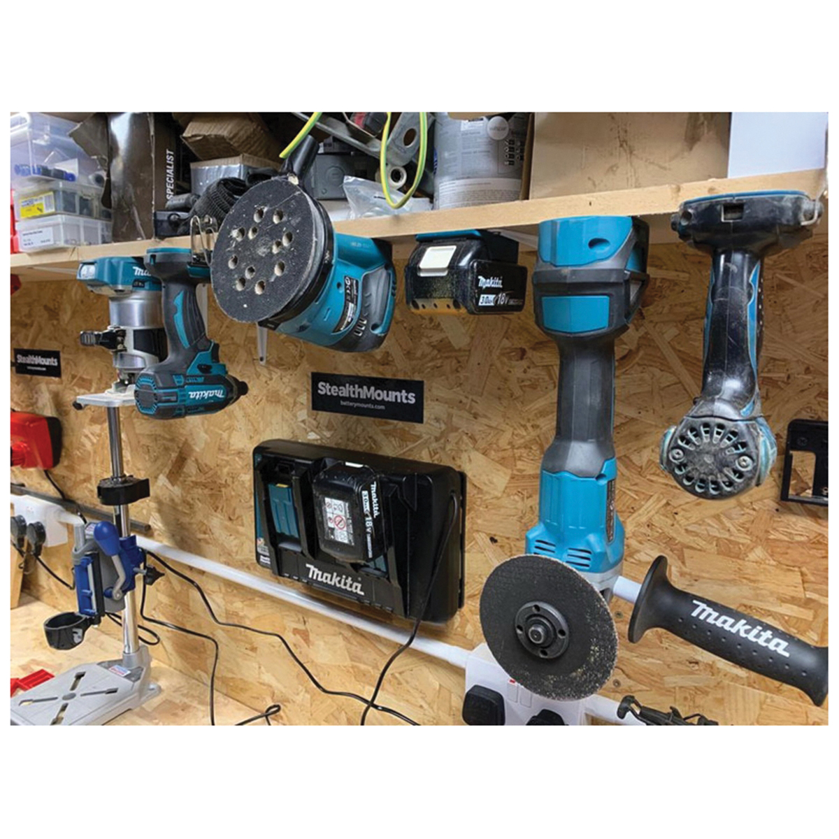 StealthMounts TM-MK18-BLU-4 Tool Mount, For: Makita 18 V LXT Tools, ABS, Blue, 4/PK - 4