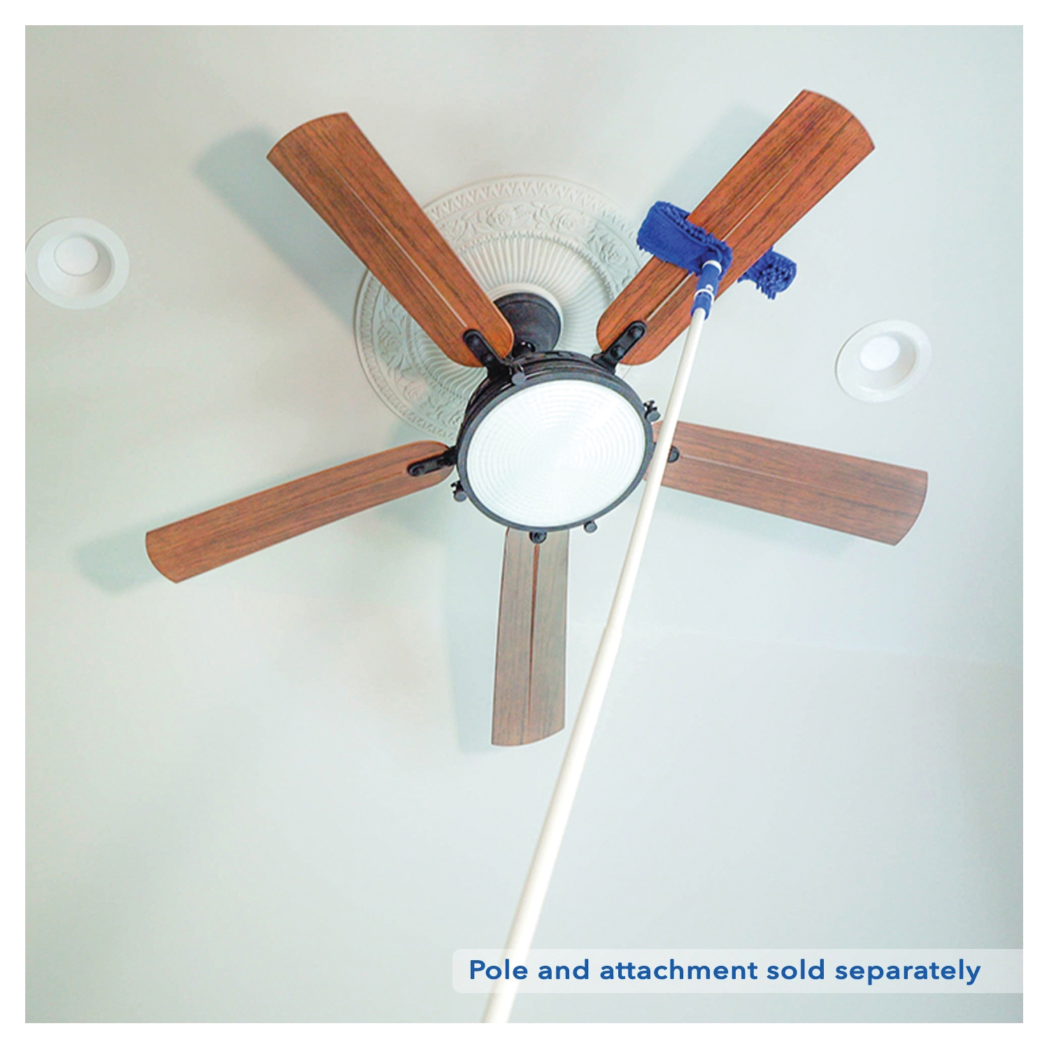 Unger 989660 Ceiling Fan Duster, 9 in Head, Microfiber Head, 6 in L Handle, Blue - 2