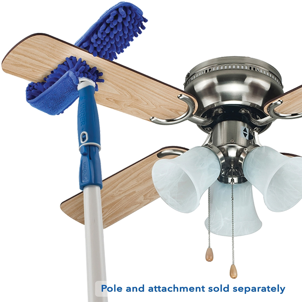 Unger 989660 Ceiling Fan Duster, 9 in Head, Microfiber Head, 6 in L Handle, Blue - 3