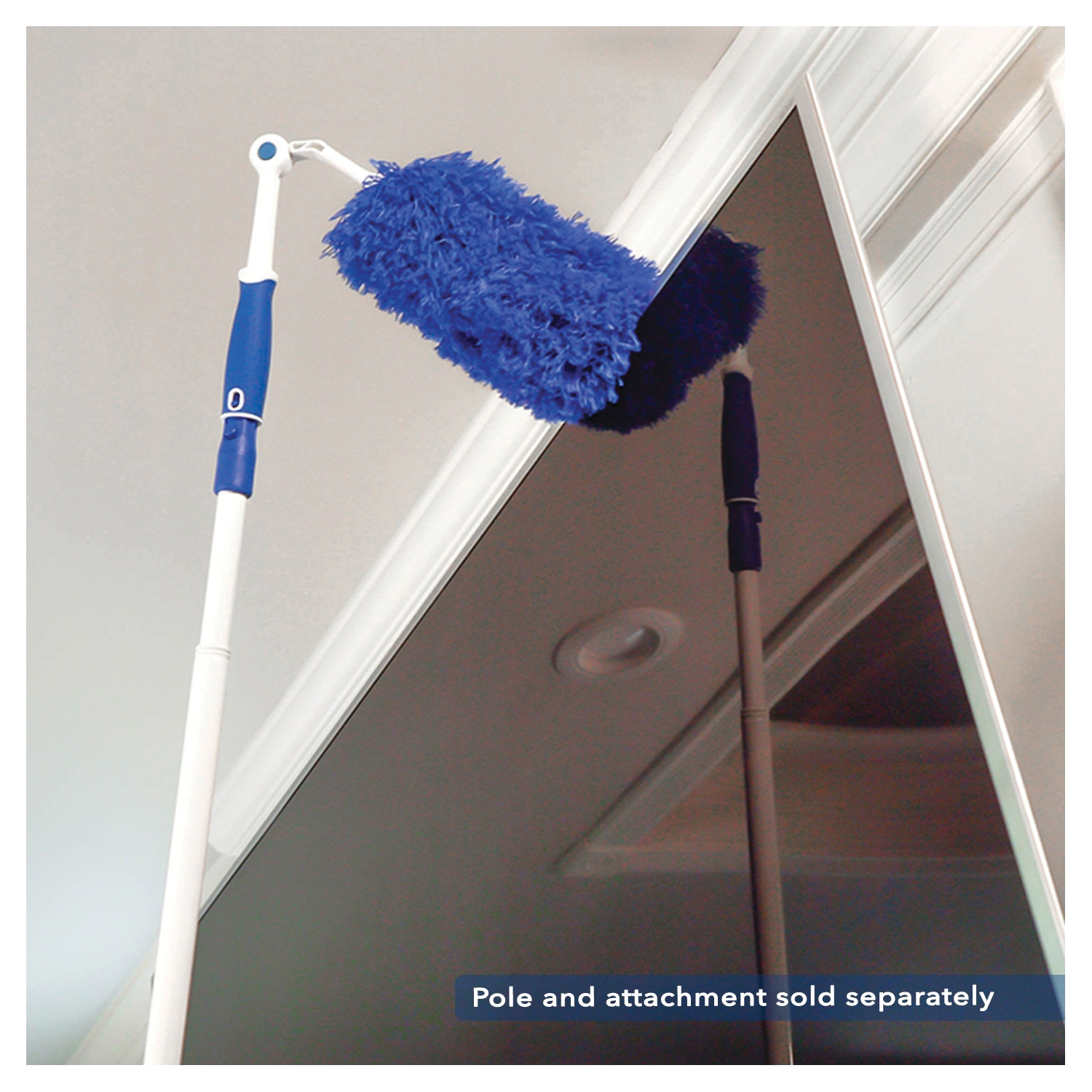 Unger 989230 Adjustable Click and Dust Duster, 2 in Head, Microfiber Head, 6 in L Handle, Blue - 2